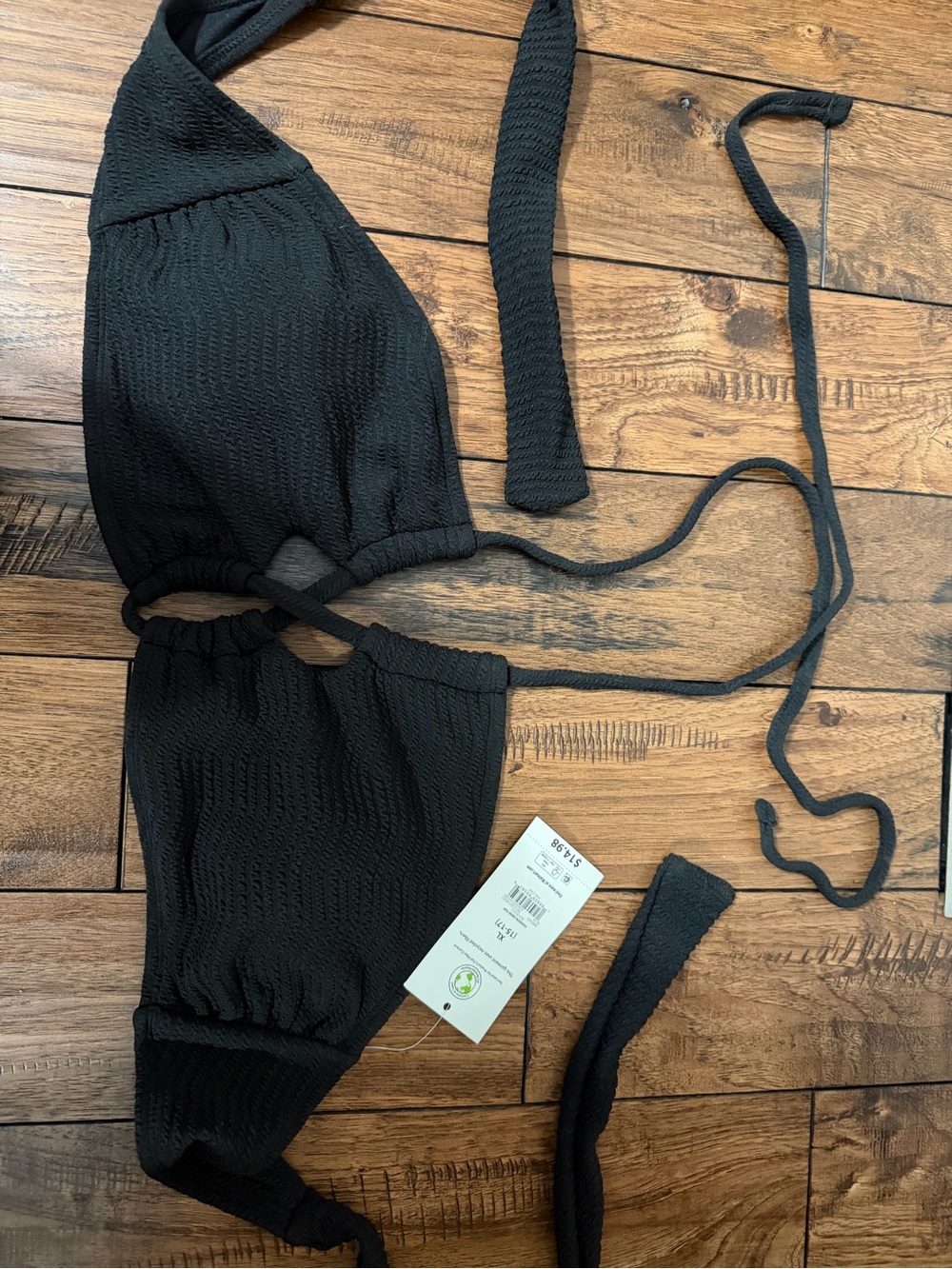 No Boundaries Black Textured Swim Top